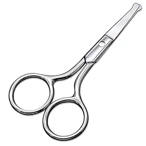 scissors with a blunt end can be used to cut away hairs from the wound on the tail of a cat.