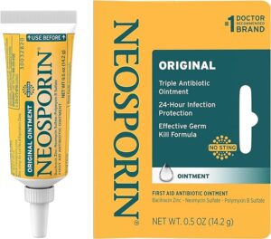 Neosporin antibiotics can be used in case of a wound infection when the tail of a cat got cut off. 